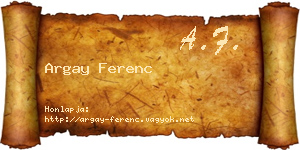 Argay Ferenc névjegykártya