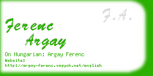 ferenc argay business card